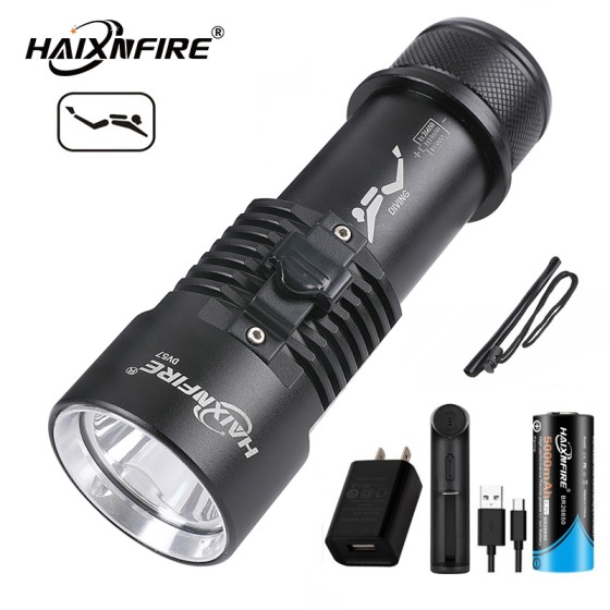 HaixnFire DV57 Underwater Waterproof Flashlight 5000 Lumens XHP70 Scuba Diving Light Outdoor Camping torch